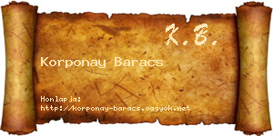 Korponay Baracs névjegykártya